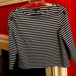 Banana Republic Navy Blue & White Striped Top